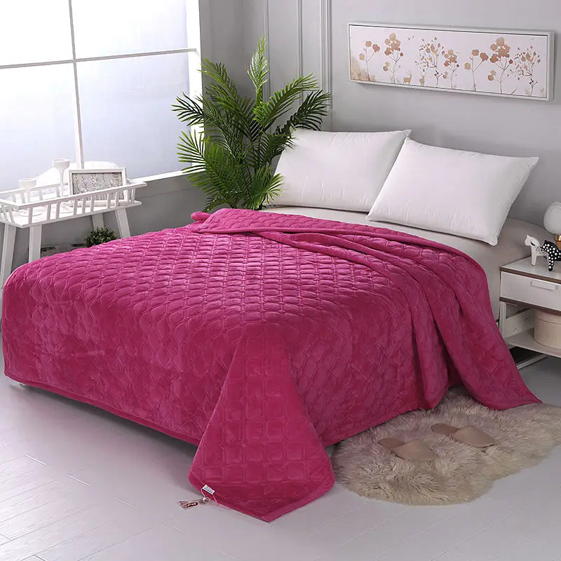 

Crystal fleece warm blanket Sheet AB Warm solid colour bed cover extra thick pile blanket Single twin bed Flannel blanket bedspr