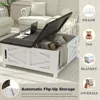 36" Farmhouse Lift Top Coffee Table with Storage, Square Coffee Table with Charging Station, Living Room Center Table 5