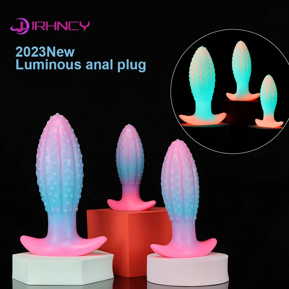 Luminous anal plugs Pineapple style anchor base Liquid silicone
