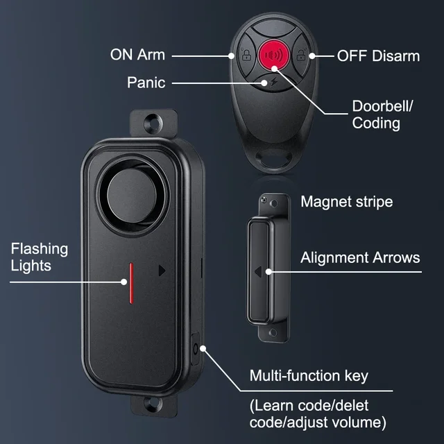 Door And Window Alarm With Led Light  Magnetic Sensor Detector Outdoor Waterproof Fence Security Alarm Sensor for Kid Safety 6