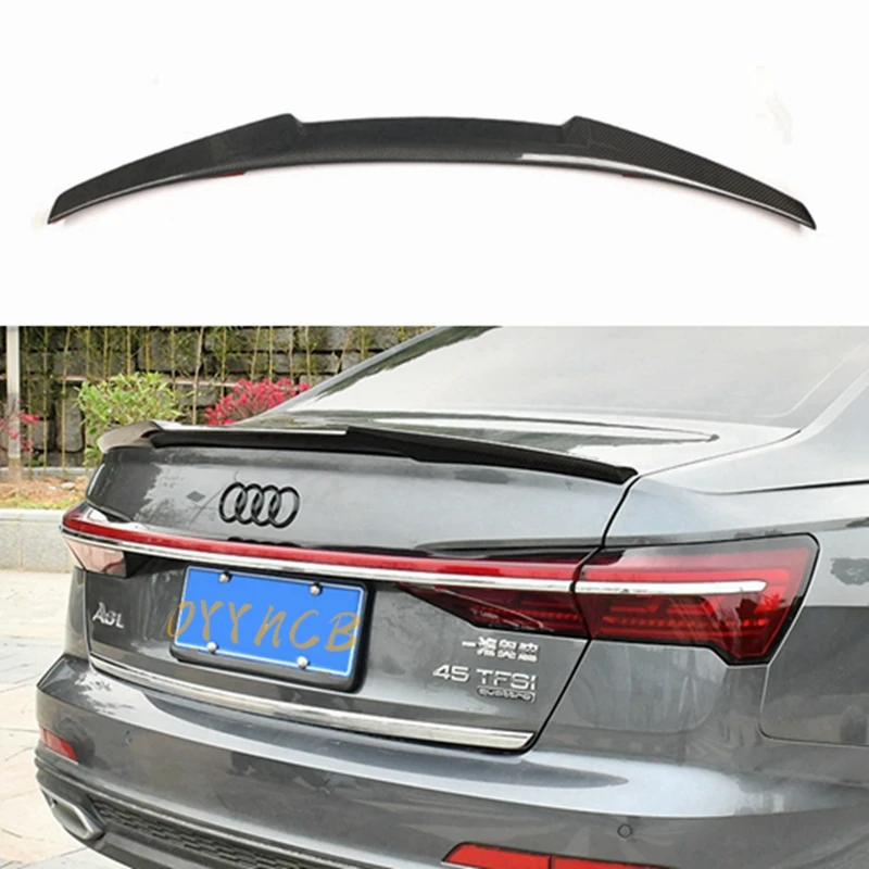 

For Audi A6 C8 M4 Style Carbon Fiber Rear Spoiler Trunk Wing 2019-2022 FRP Glossy black Forged carbon