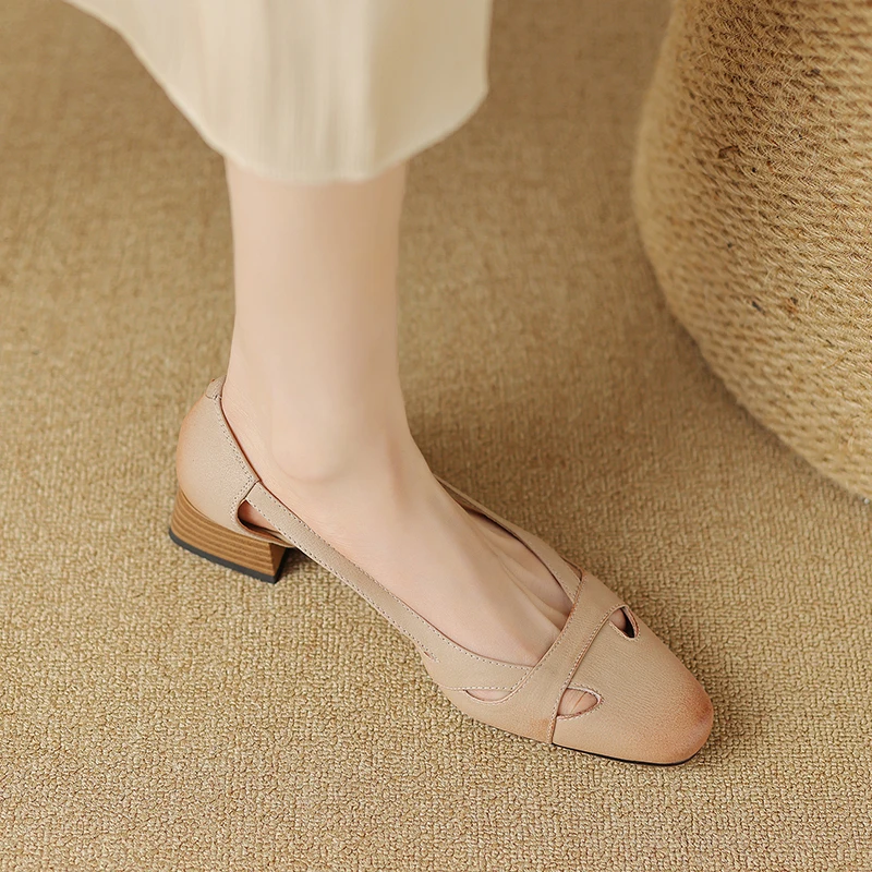 2024 NEW Summer Retro Women's Sandals Thick Heels  Fashion Elegant Shoes Women Concise High-quality