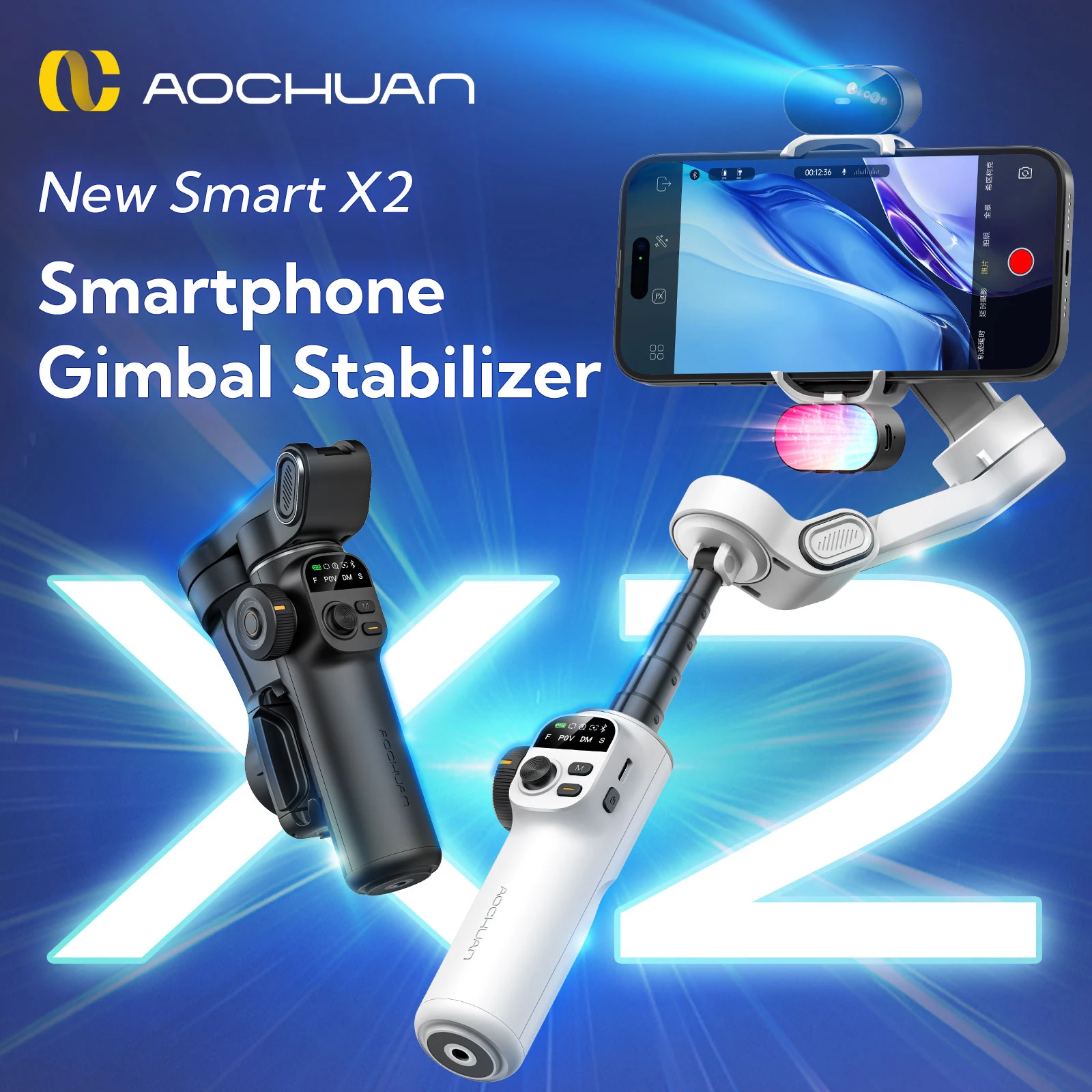 AOCHUAN Smart X2 3 Axis Gimbal Stabilizer For iPhone And