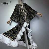 Robe plissée ajustée WINYI pour femme avec fente haute, style kaftan musulman, abaya de luxe de Dubaï, longue robe de soirée, idéale pour la plage 2