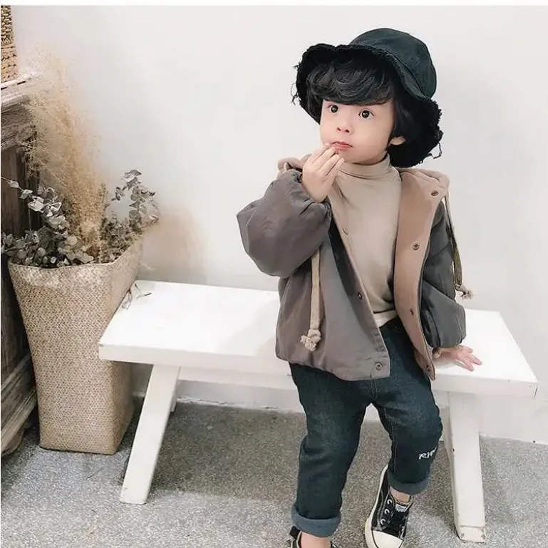 Autumn Children Boy Sweatshirt Coat Loose Spliced Thicken Warm Infant Baby Boy Jacket Casual Double Sided Toddler Boys Outerwear
