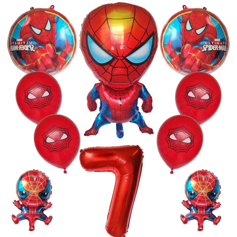 10pcs Super Hero Spiderman Captain America Iron Man The Hulk Foil Balloon Birthday Party Decor Baby Shower Inflatable Toy