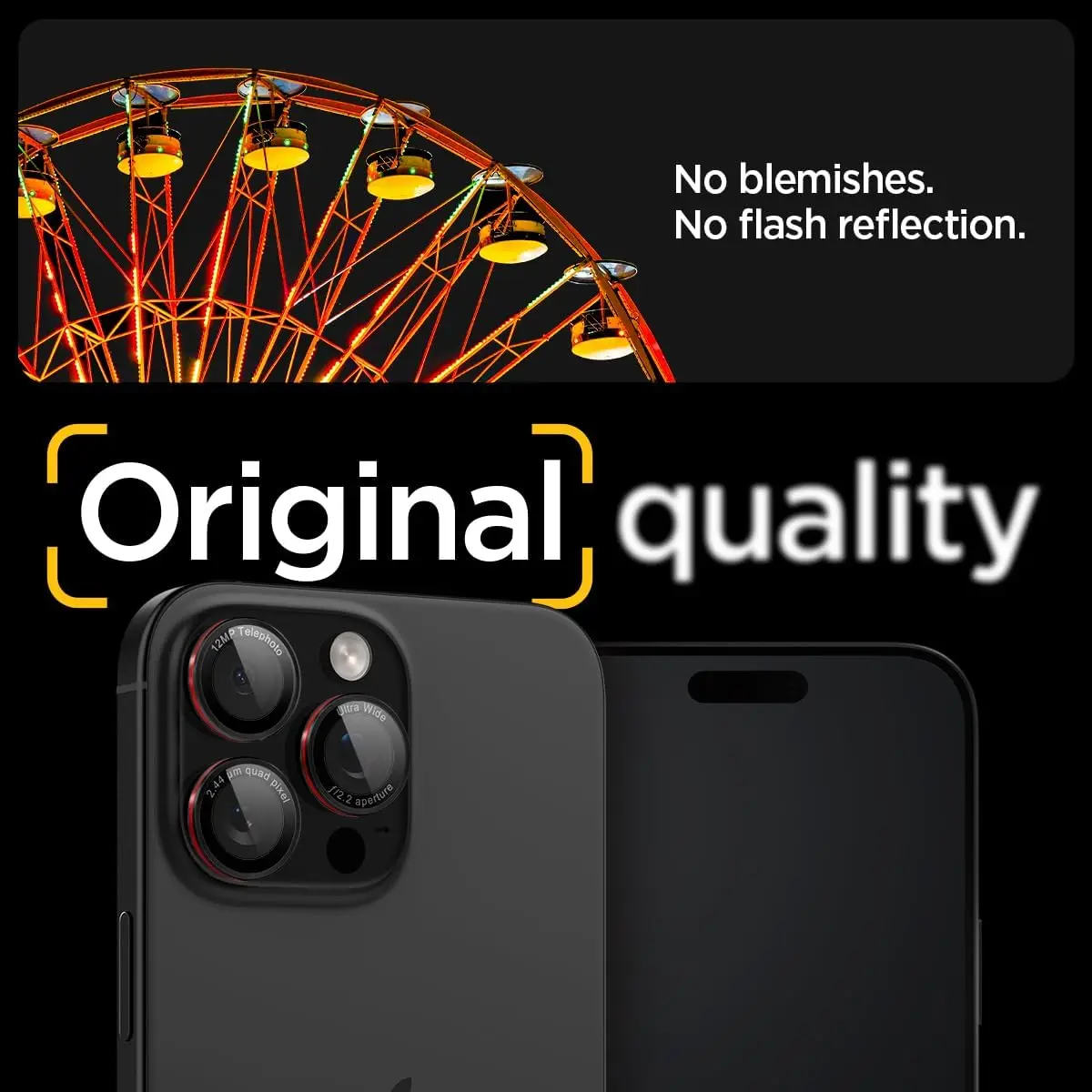 Sleek Black and Red Metal Glass Camera Lens Protector Cover - Premium Phone Accessory