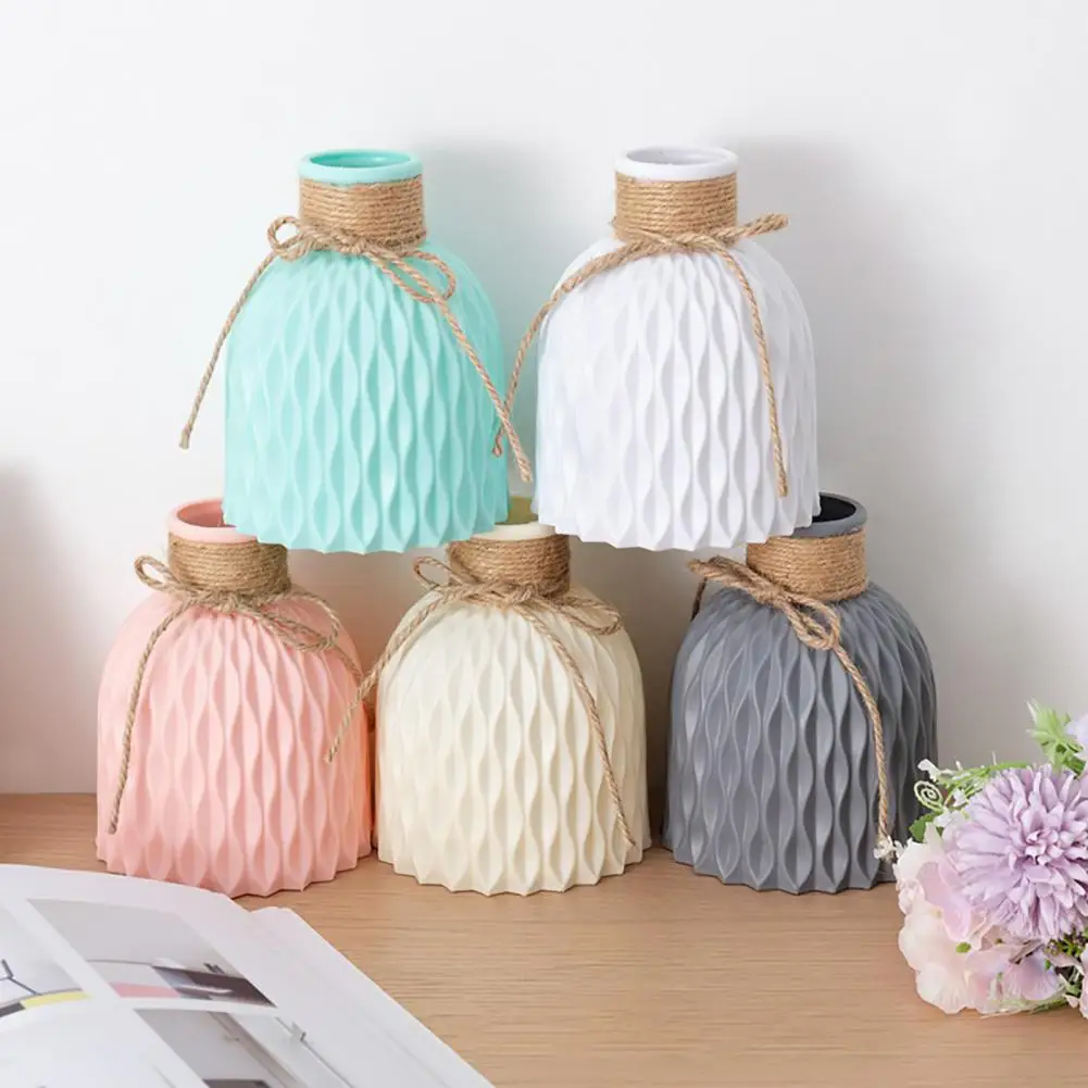 Modern Flower Vase White Pink Plastic Vase Flower Pot Basket Nordic Home Living Room Decoration Ornament Flower Arrangement 4