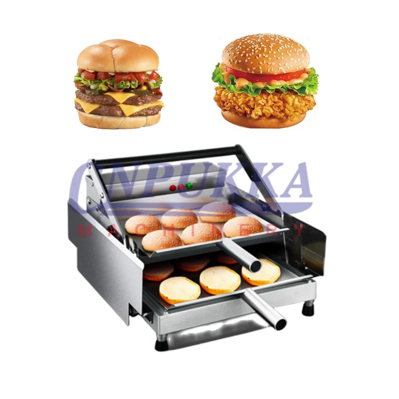 Double Layer 12/24pcs Hamburger Machine Commercial Bake Burger Maker Bread Grill Machine Bun Toaster Heater With High Quality