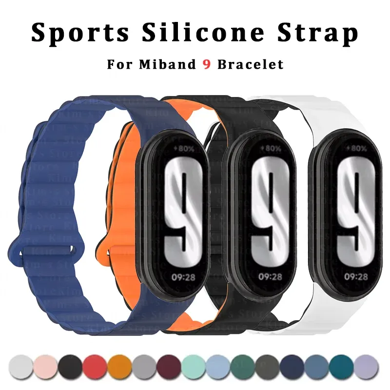 Silicone Magnetic Strap For Xiaomi Mi Band 9 Sport Wristband For Xiaomi Watch Miband 8 Accessories Watchcase Bracelet