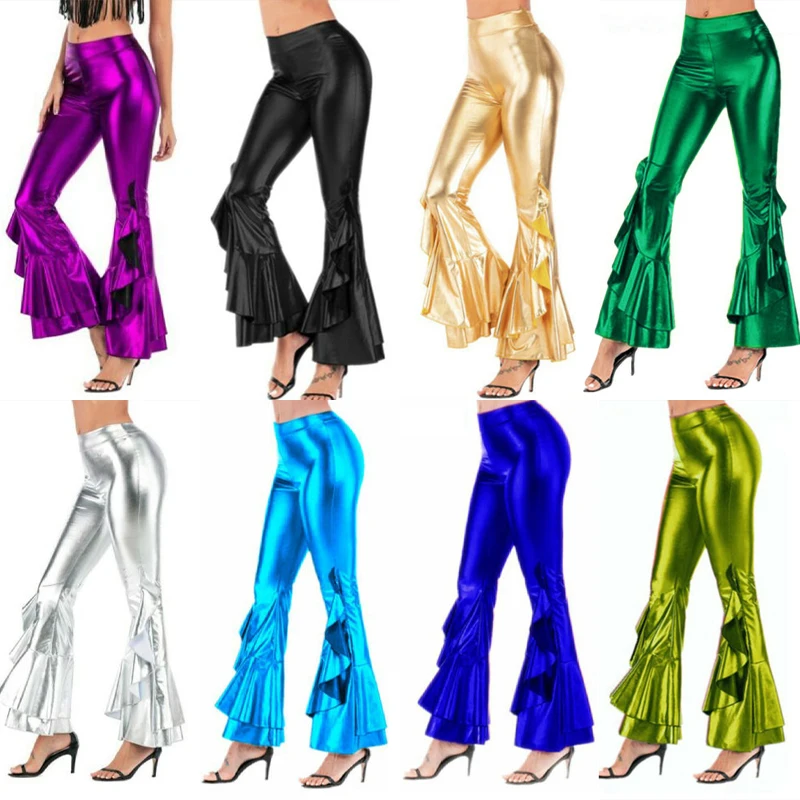 Pantalones Acampanados Para Mujer, Leggings EDC De Los Años 70 De Pierna Ancha, Trajes De Festival