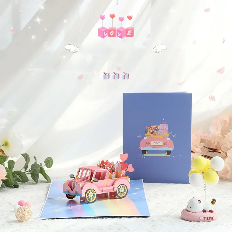 3D Pop up Style Creative Valentine's Day 3D Card Love Car Business Gift Gratitude Blessing Cartoon Commemorative greeting cards greeting cards