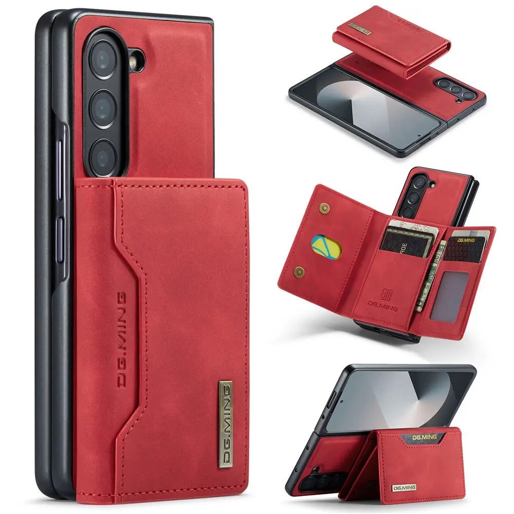 Magnetic Vintage Leather Wallet Case with Card Slots and Shockproof Protection
