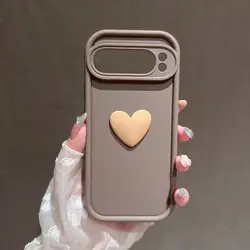 Love Heart Silicone Protective Camera Lens Case - Universal Phone Cover - Google Pixel 8 Pro (Coffee)