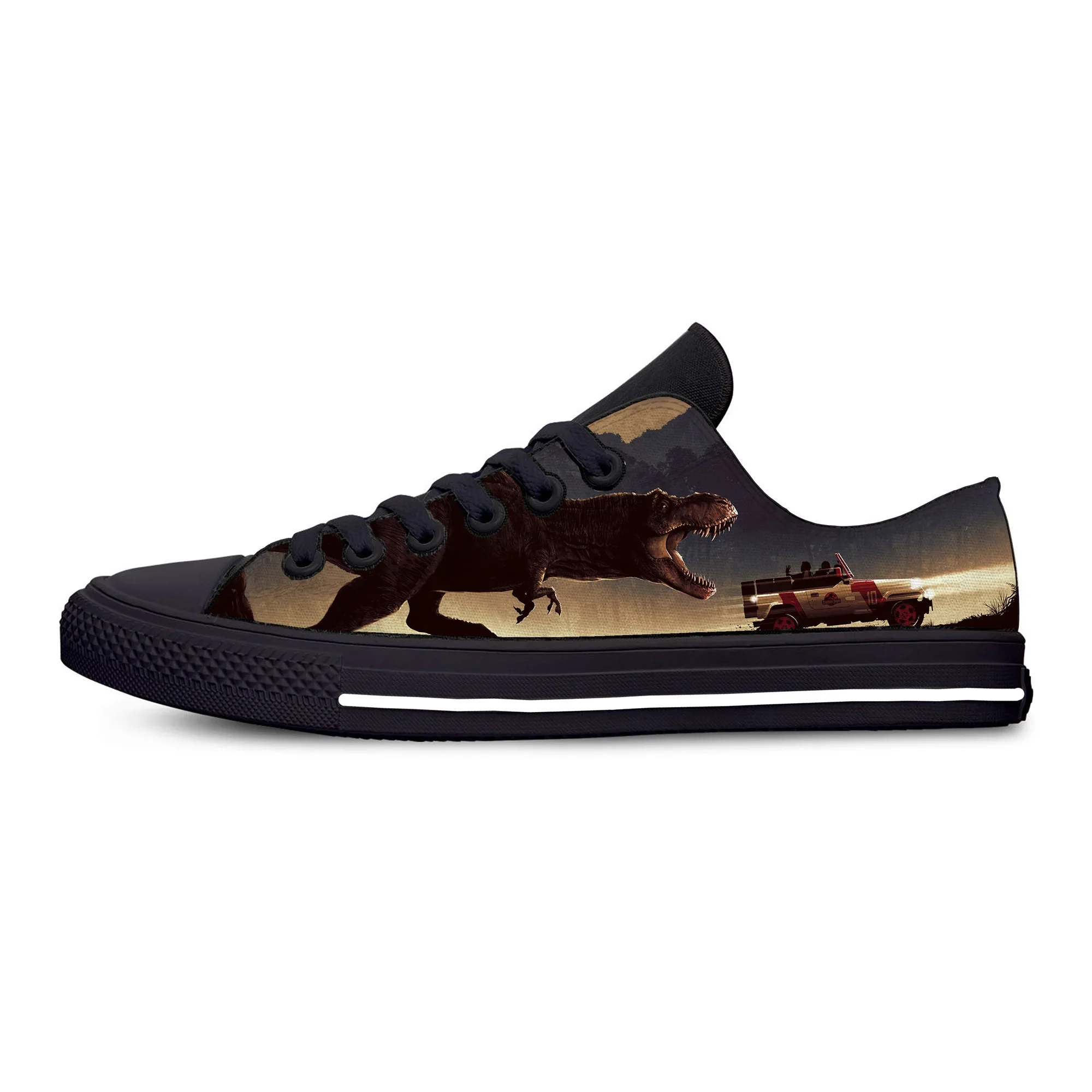 Hot Jurassic Park Movie Dinosaur Anime Cartoon Funny Casual Cloth Shoes Men Women Classic Sneakers Low Top Casual Board Shoes