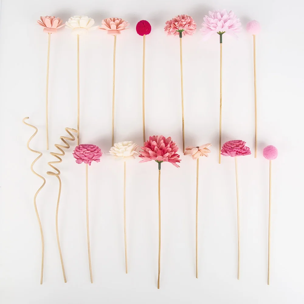 15PCS Pink Series Flower Rattan Sticks Fireless Fragrances Reed Diffuser Stick Diy Ornaments Home Decor for reed diffuser refill sticks