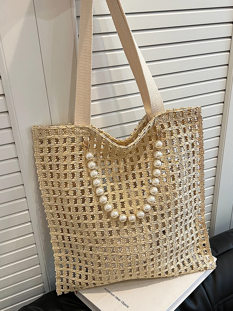 Woven Underarm Bag for Women 2024 Summer Beach Vacation Casual Straw Bag with Large Capacity Trendy Shoulder Bag