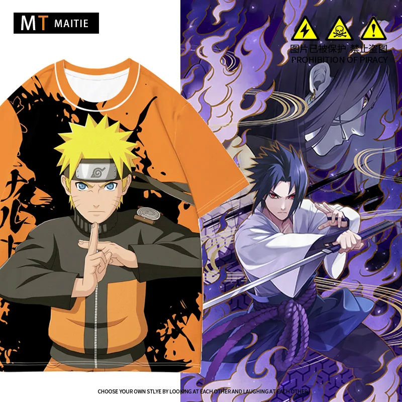 

Summer anime Naruto joint T-shirt men short sleeve two Motoon Uchiba Sasuke Weasel Naruto clothes boy