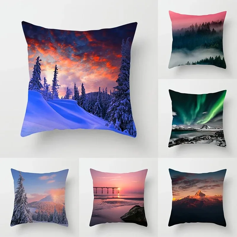 

Sunset Twilight Natural Scenery Print Living Room Sofa Car Cushion Cover Luxury Home Decoration Pillow Cover