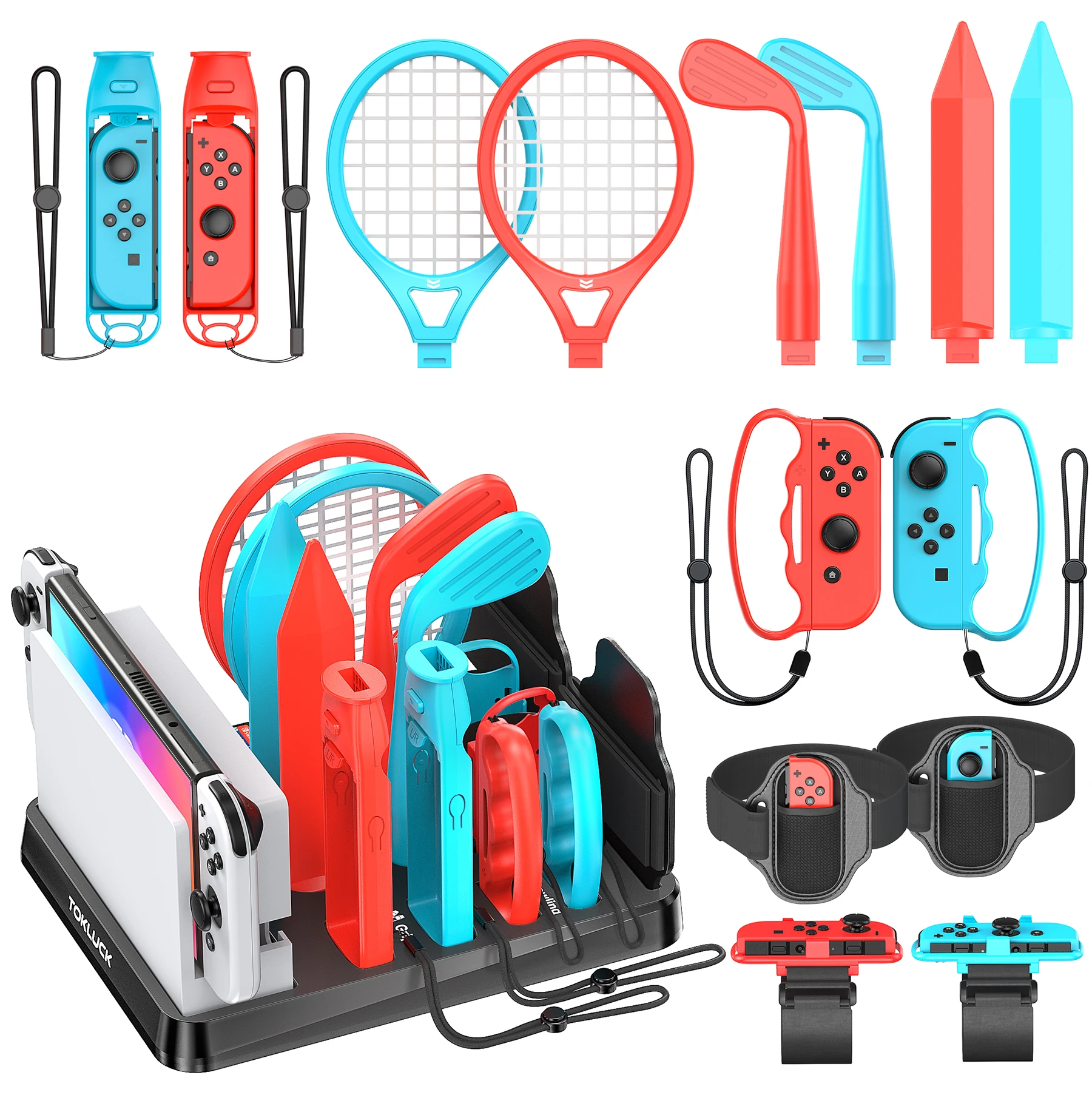 All In One for Switch/Switch OLED Sports Game Accessories Kit for Switch Set Storage Stand for N-Switch