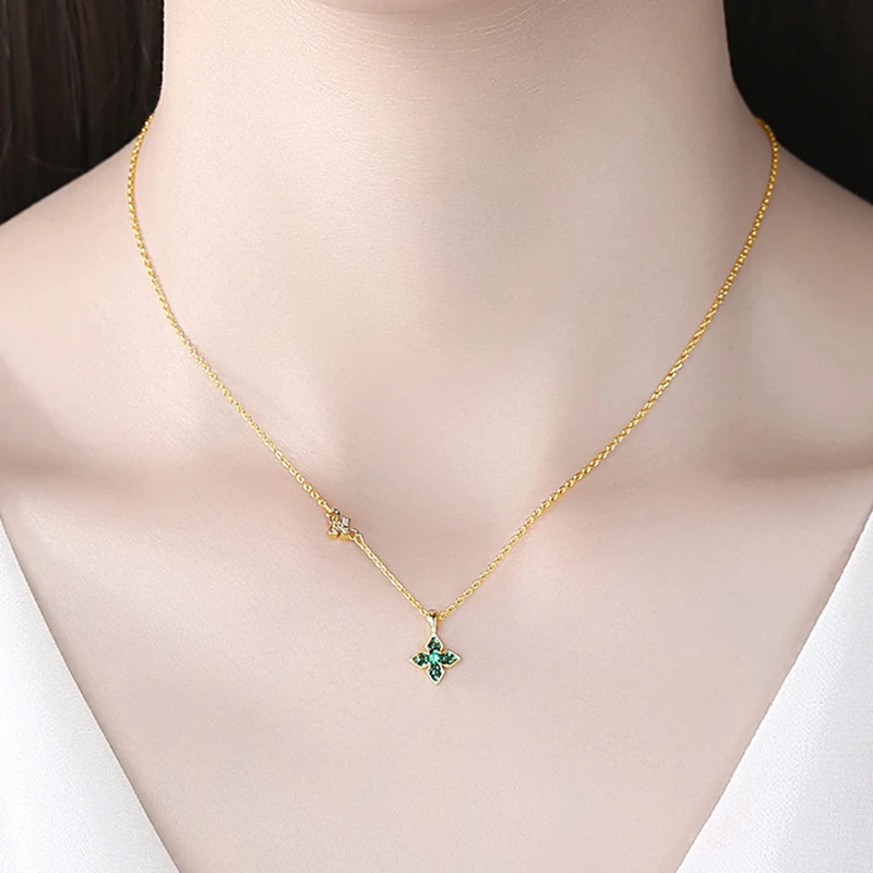 Malachite Clover Necklace Set w/ Gold Tassels