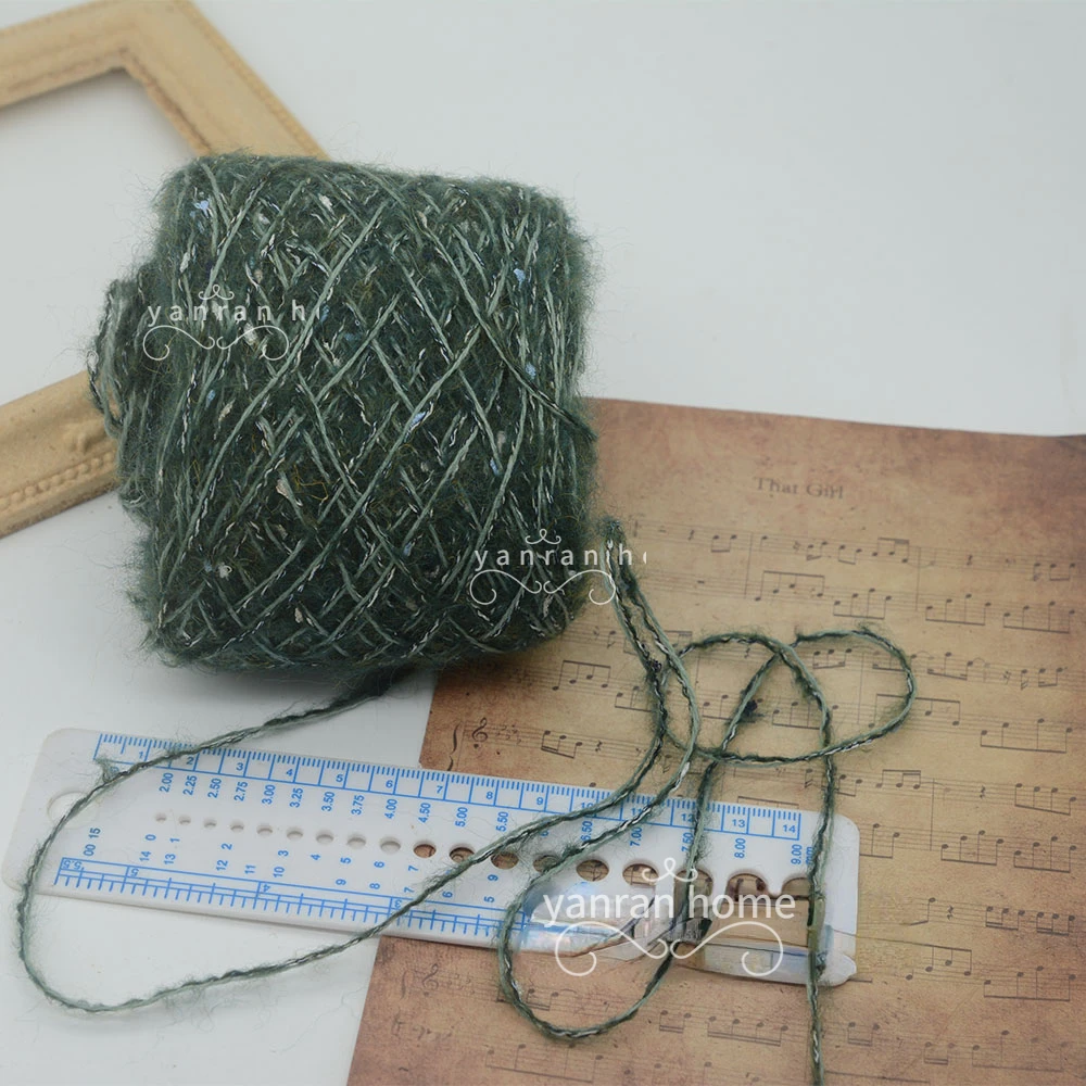 50g Forest Green Christmas Mohair Yarn Hand Wiring Sweater Scarf Paper Knitting Belt Toothbrush Halloween Decor Hand Mixed Yarn