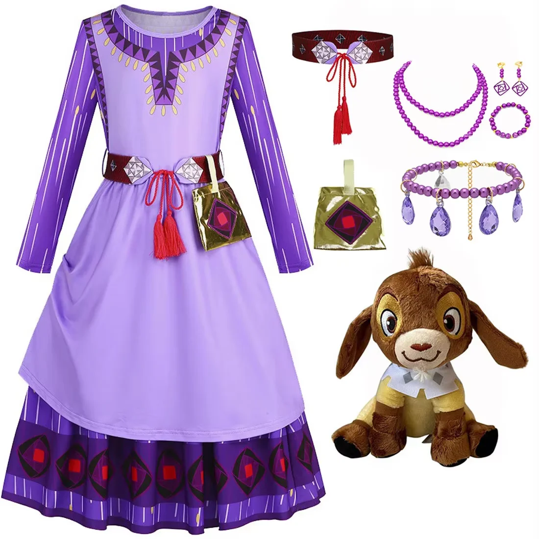 Vestido de princesa de Disney para niñas Asha Cosplay película