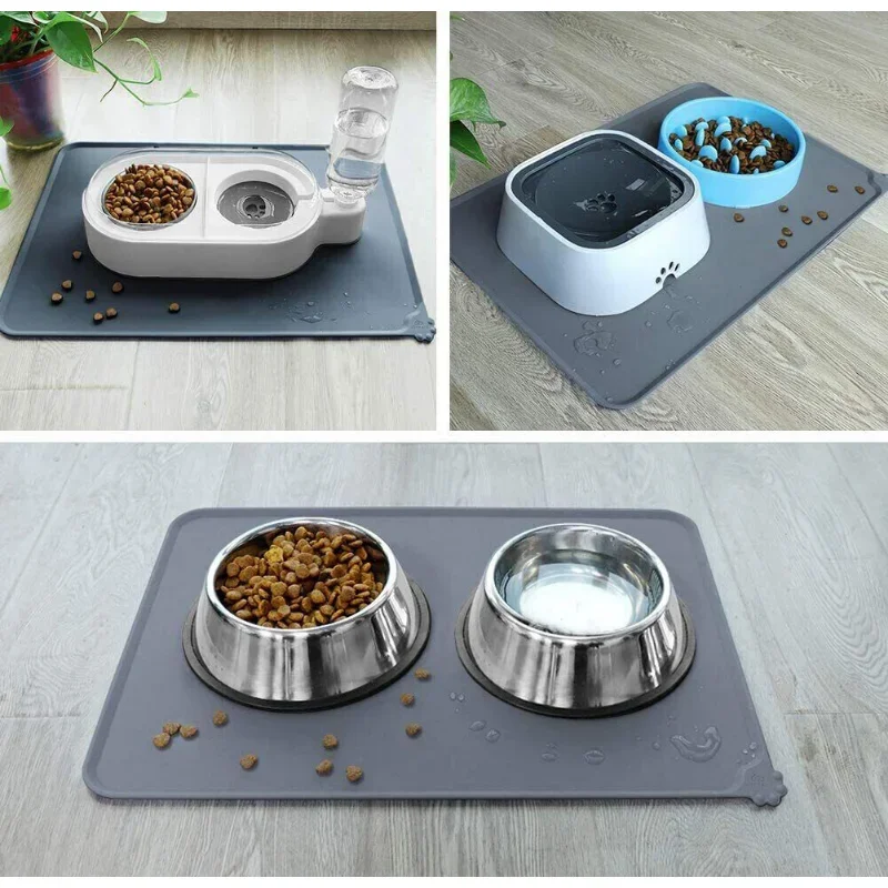 Pet Supplies Silicone Dog Bowl Mat with High Lips Non-Stick Waterproof Food Feeding Pad Puppy Feeder Tray Water Cushion Placemat 5