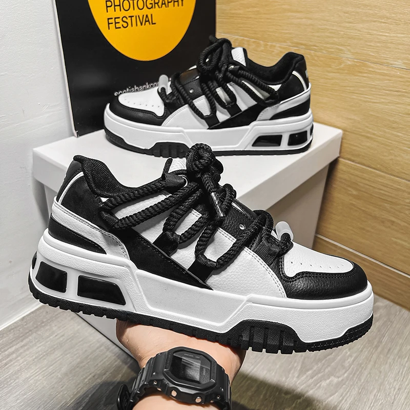 

Shoes for Men Casual Platform Sneakes Two-tone Lace Up Trainers Fashion Mens Sneakes Mens Vulcanized Shoes Flat Shoes Autumn