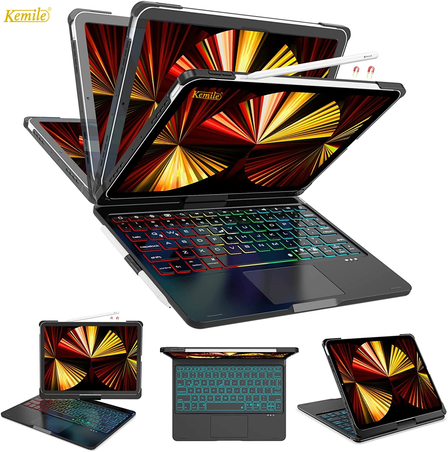 360° Rotatable keyboard For iPad Air 4 5 10.9 Pro 11 2021 2020 2018 ...