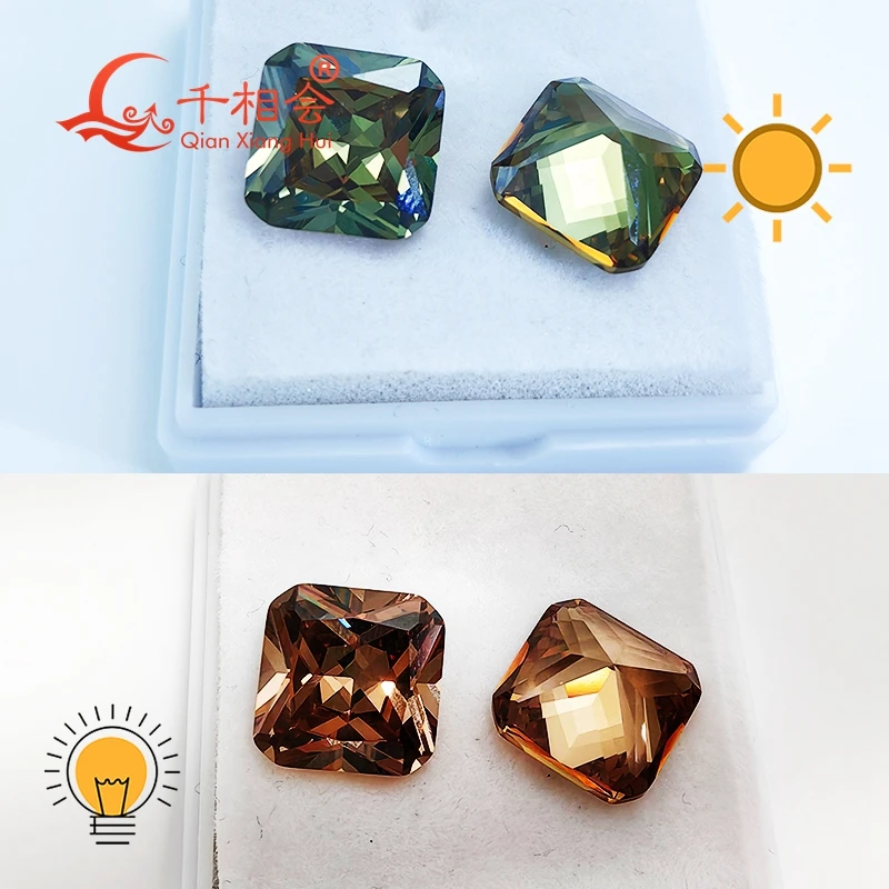 8x8 12x12mm  square cut corner Turkey Diaspore Gibbsite Zultanite green yellow change color cubic zirconia loose stone cz