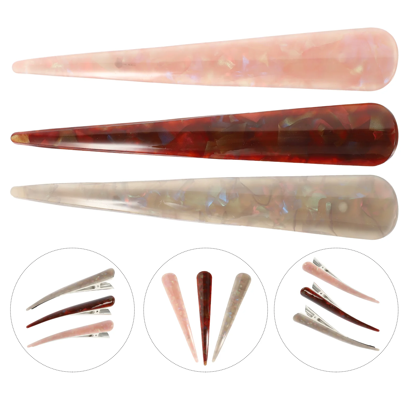 3 Pcs Hair Clip Pin Girls Hairpin Vintage Acrylic Large Clips for Barrettes Accessories Women Miss