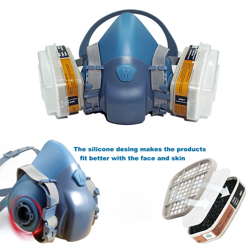 Máscara protetora do respirador, indústria, pintura, pulverizador, poeira, gás, meia cara, 3M 501, 5N11, 6001CN, 7503