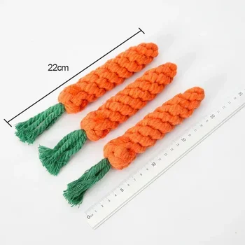 1pcs Carrot Dog Bite Rope Pet Dog Toys Cartoon Chew Toys Durable Braided Bite Resistant Puppy Molar Cleaning Teeth Cotton Rope 6