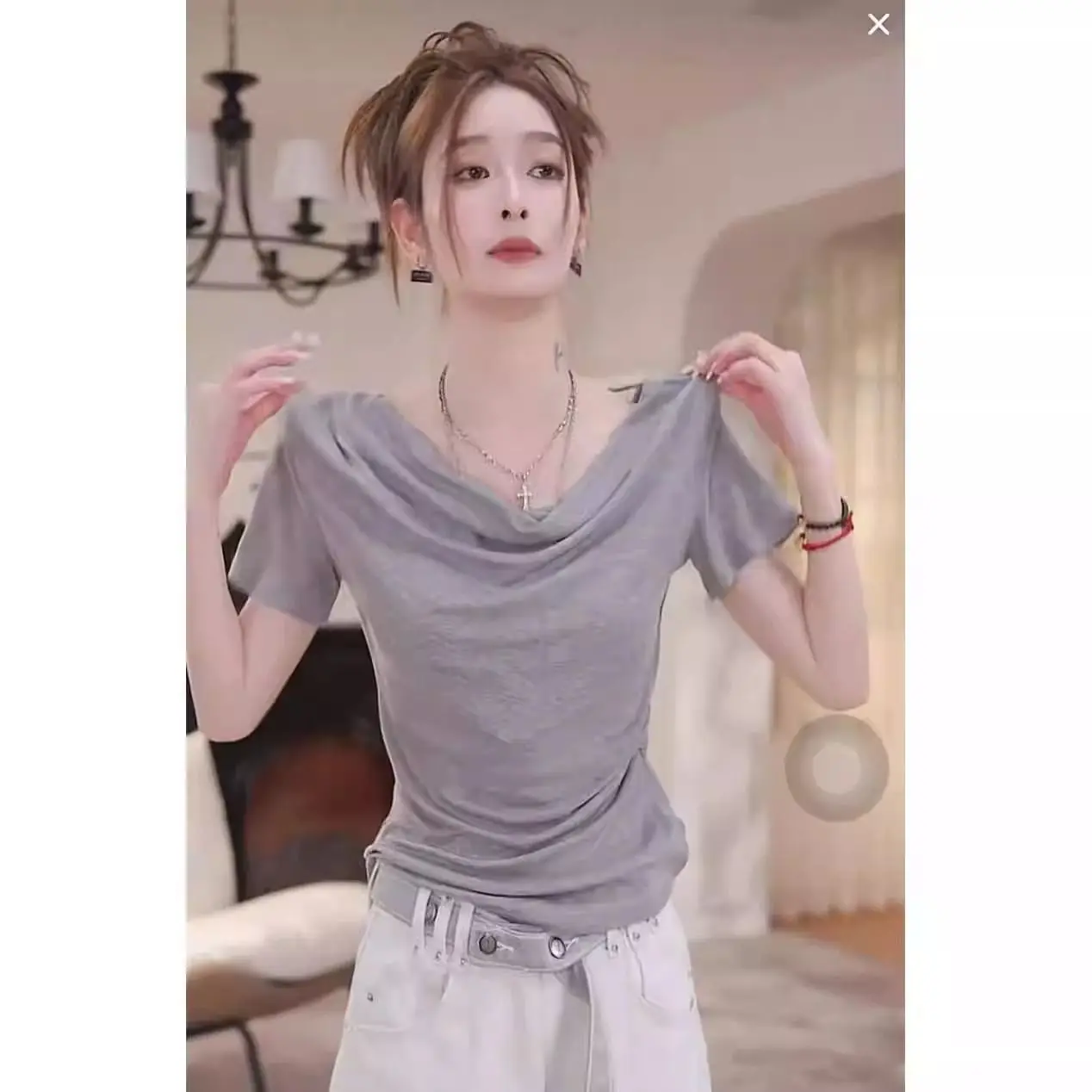 Lara Splicing Half Sleeve Top