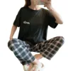 New Women's Two-Piece Maternity Pyjamas Homewear Monthly Clothing Nursing Clothes Female Summer Loose Leisure Homewear 5
