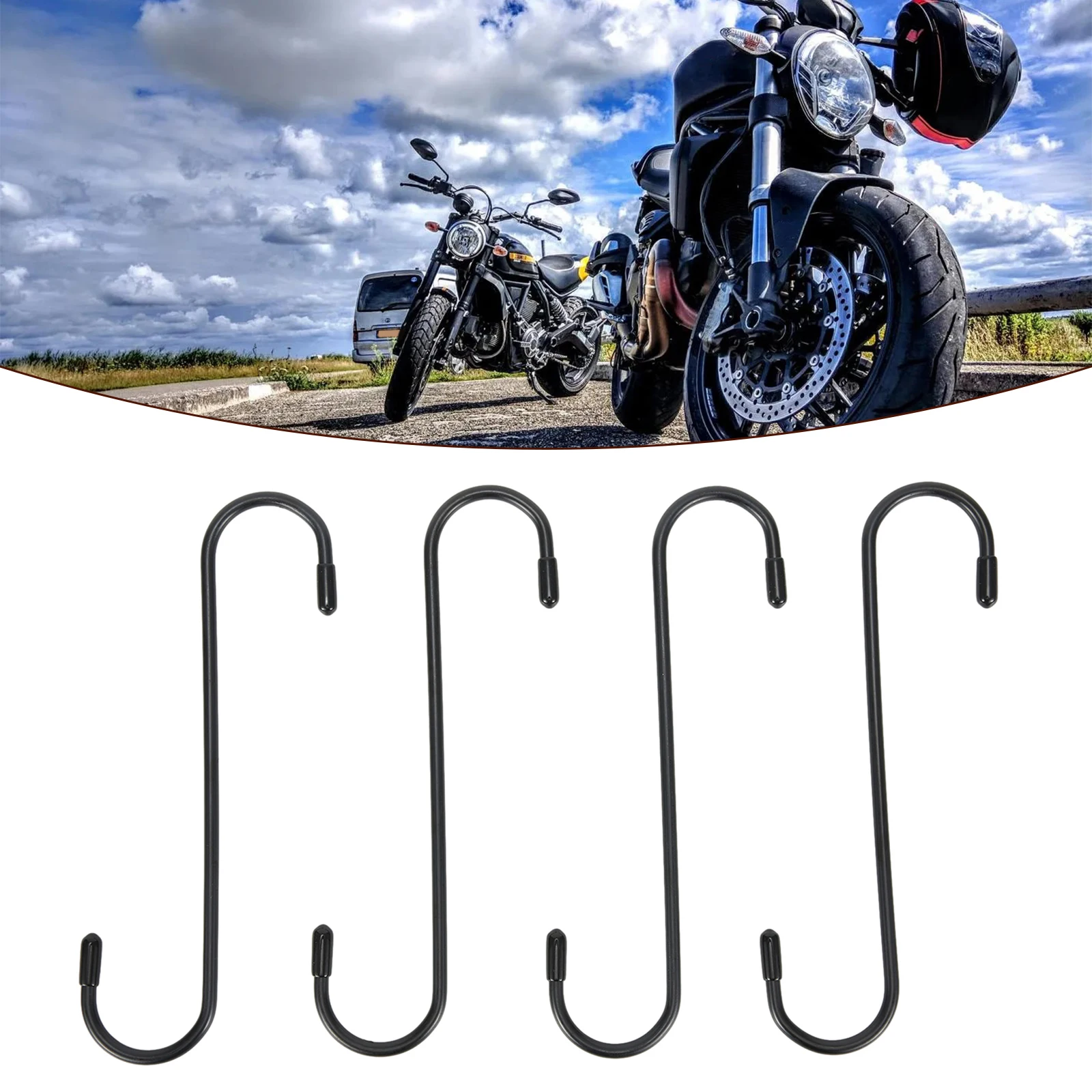 

4pcs Motorcycle Brake Handger Hooks Steel S Shape Brake Caliper Hanger Hooks With Rubber Tips For Bearing Axle Automotive Tool