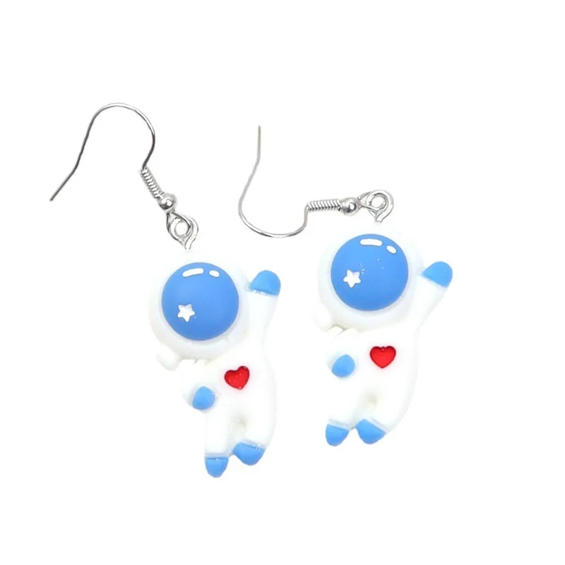 1Pairs Cute Cartoon 3D Astronaut Spaceman Earrings For Women Girls Aircraft Planet Star Moon Earrings Resin Fashion Jewelry - Image 5