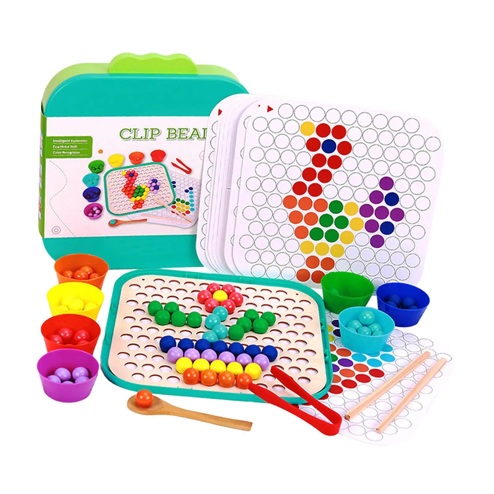 Wooden Peg Board Beads Game Educational Bead Clipping Toy Clip Bead Game for Primary Activity Interaction Preschool Kindergarten