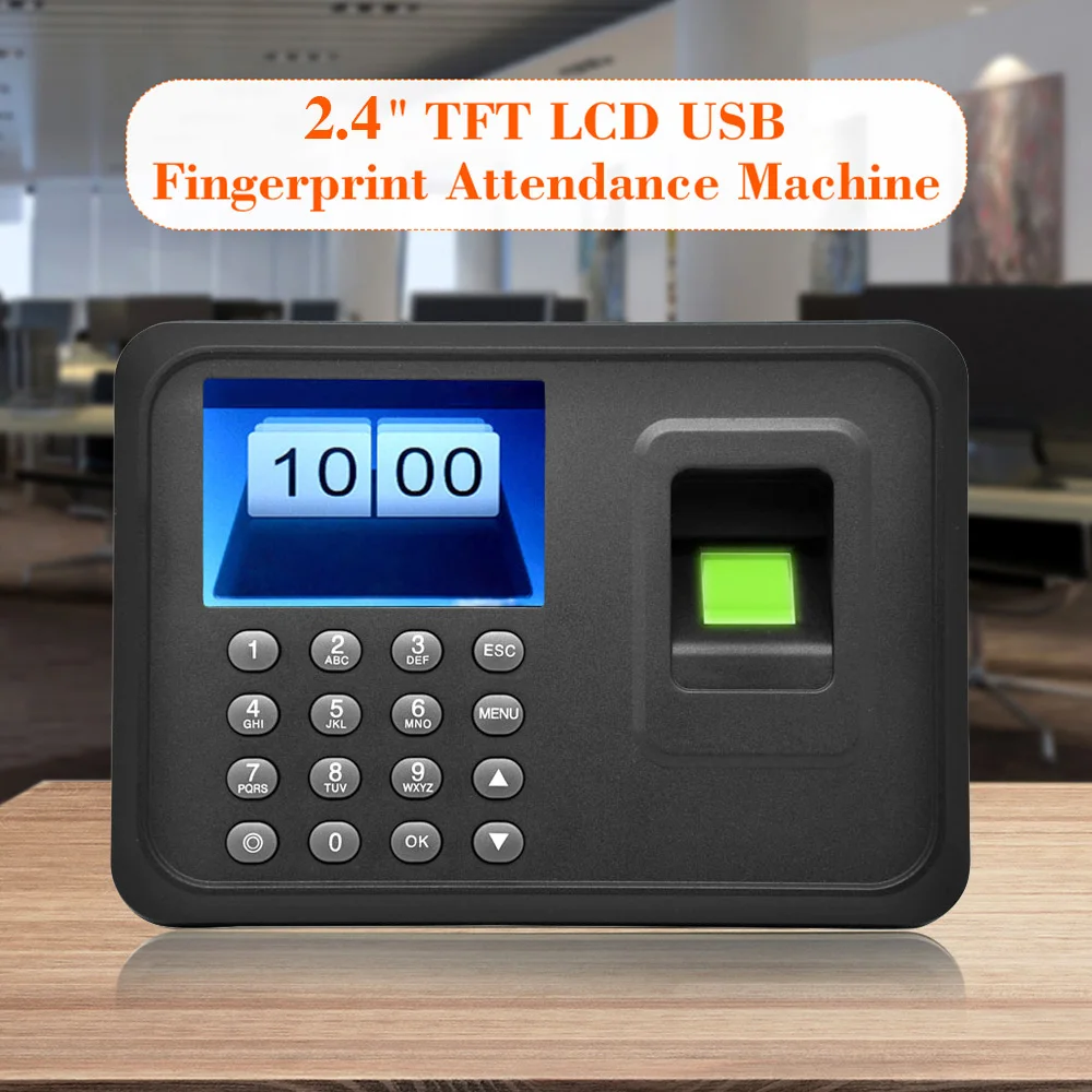 2.4'' TFT LCD Display Biometric USB Fingerprint Attendance Machine Free Software Password Employee Checking-in Reader