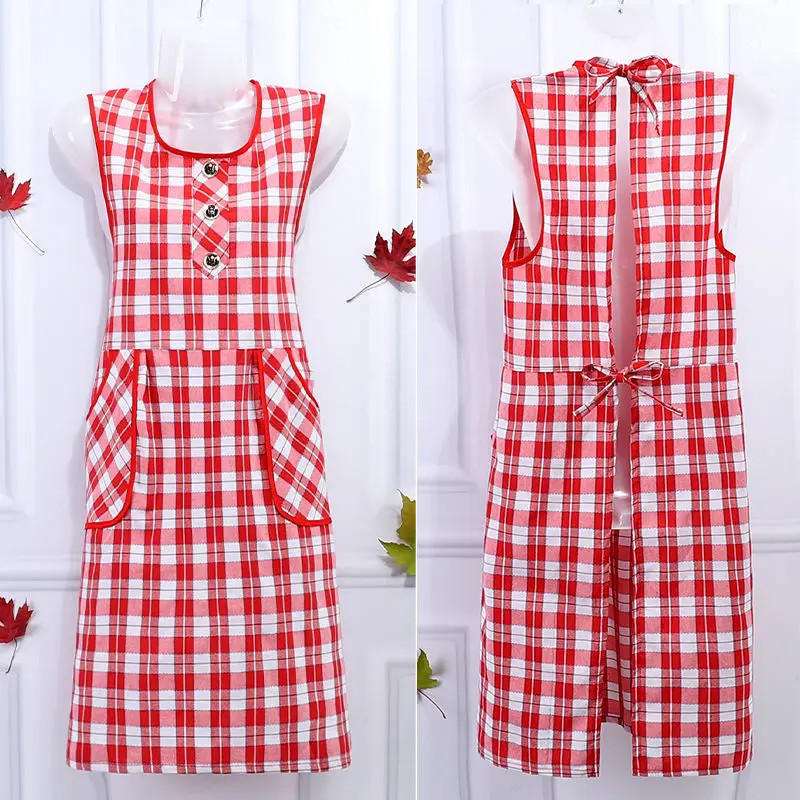 

New apron women's cotton work cute kitchen home cooking long sleeve flower shop barber shop overalls work overalls