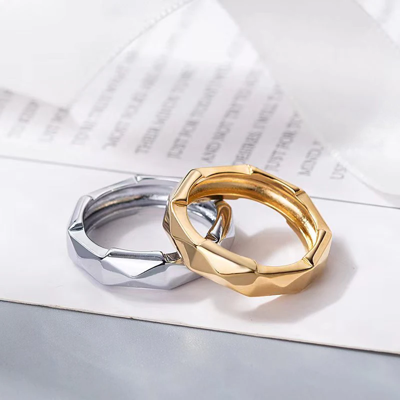 

Simple new geometric couple ring original high quality logo exquisite Valentine's Day birthday gift