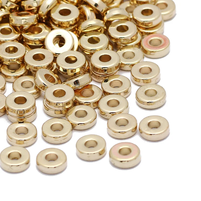 200 teile/los 6mm CCB Charm Spacer Perlen Rad Perle Flache Runde Lose Perlen Für DIY Schmuck Finden Liefert Zubehör – Detail 7
