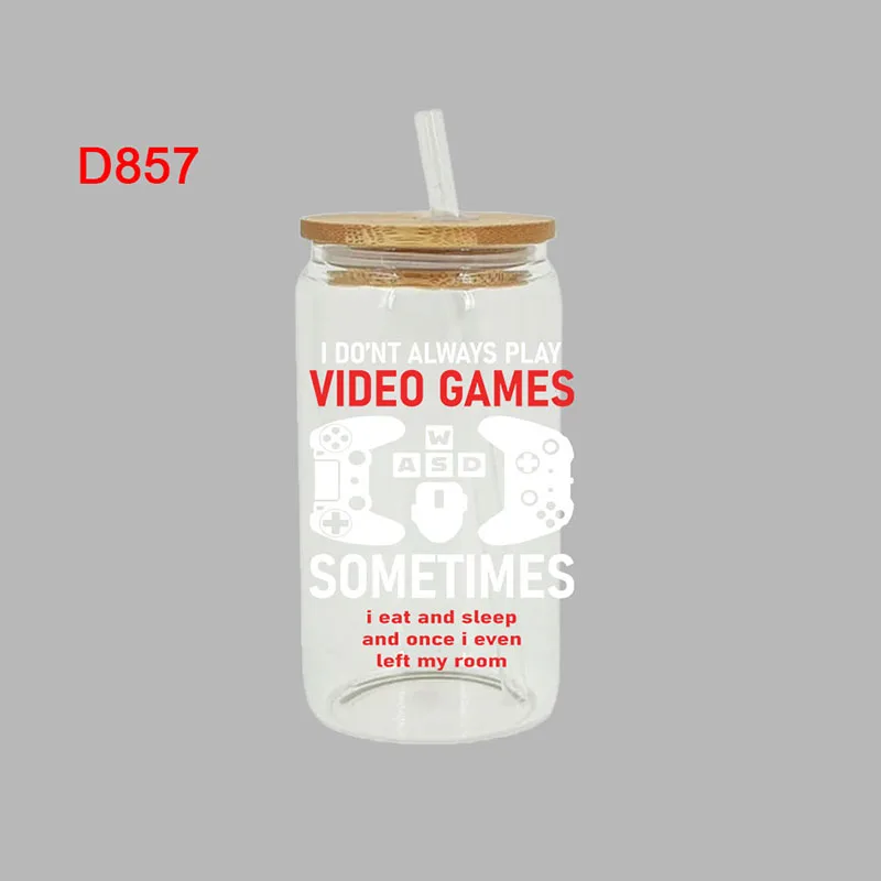 3D UV DTF Transfers Stickers 16oz Cup Wrap Gaming Leisure Sports Printed for DIY Glass Ceramic Metal Leather Etc. D857