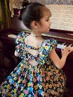 Robe trapèze mi-longue pour filles avec manches à volants – Style estival frais pour les fêtes et le quotidien 1