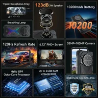 Cubot KingKong Power 3 هاتف محمول متين 6.72 بوصة FHD + 120 هرتز 6 جيجابايت 256 جيجابايت IP68 & IP69K الهواتف الذكية 10200 مللي أمبير 33 وات 100 ميجابكسل أندرويد 14 NFC 5