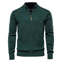 Nouveau pull pour homme à col montant et fermeture éclair, printemps-automne, élégant et décontracté, sans décoloration. Manteau en tricot à texture géométrique. 1
