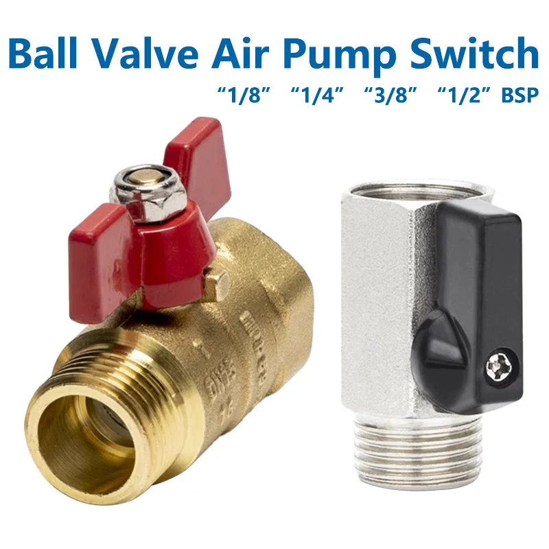 5/20/100pcs 1/8" 1/4" 3/8" 1/2" BSP Water Gas Oil Shut Off Valve Brass Ball Valve Air Compressor Threaded Mini Male To Female