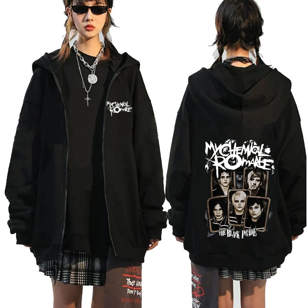 Vintage Punk Emo Black Zipper Hoodie Sweatshirt