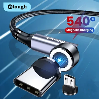 Elough Magnetic Cable Type C Wire 540 Rotate 3A Fast Charging Magnet USB Type C Micro Cable For Xiaomi Redmi POCO Data Wire Cord